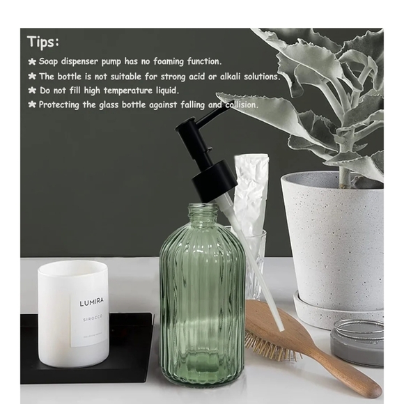 Green Ribbed Glass Dispenser Set - Picture 5 of 9